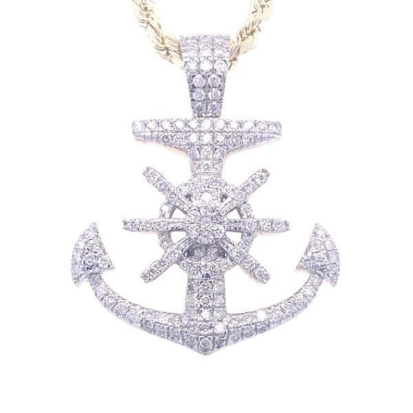 Anchor Charm 1.75 CT ROUND DIAMOND 10K YELLOW GOLD