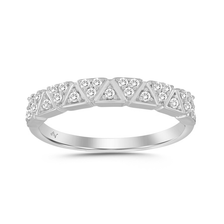 LADIES BAND 0.15CT ROUND DIAMOND 14K WHITE GOLD - Image 1