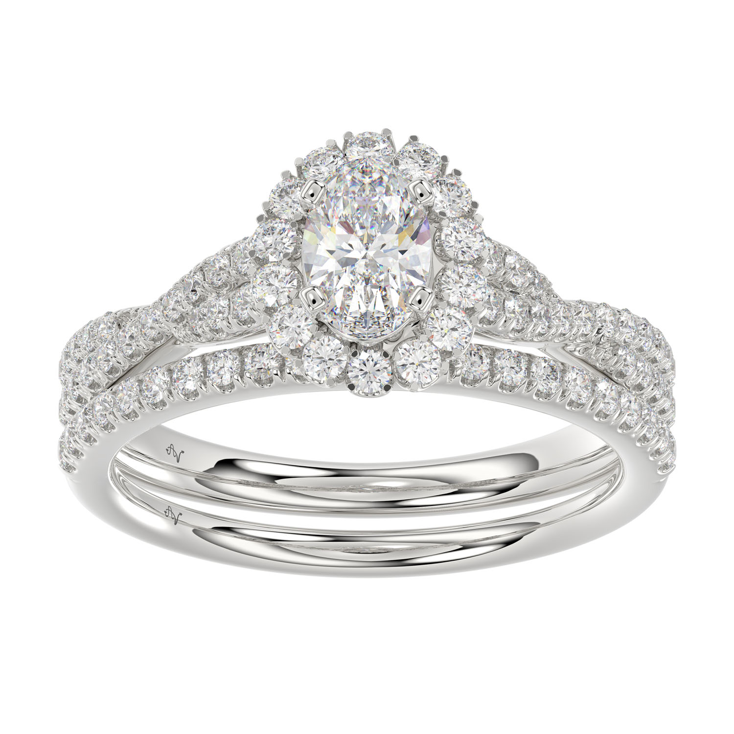 LADIES BRIDAL SET 1.10CT ROUND DIAMOND 14K WHITE GOLD (SI QUALITY) - Image 1