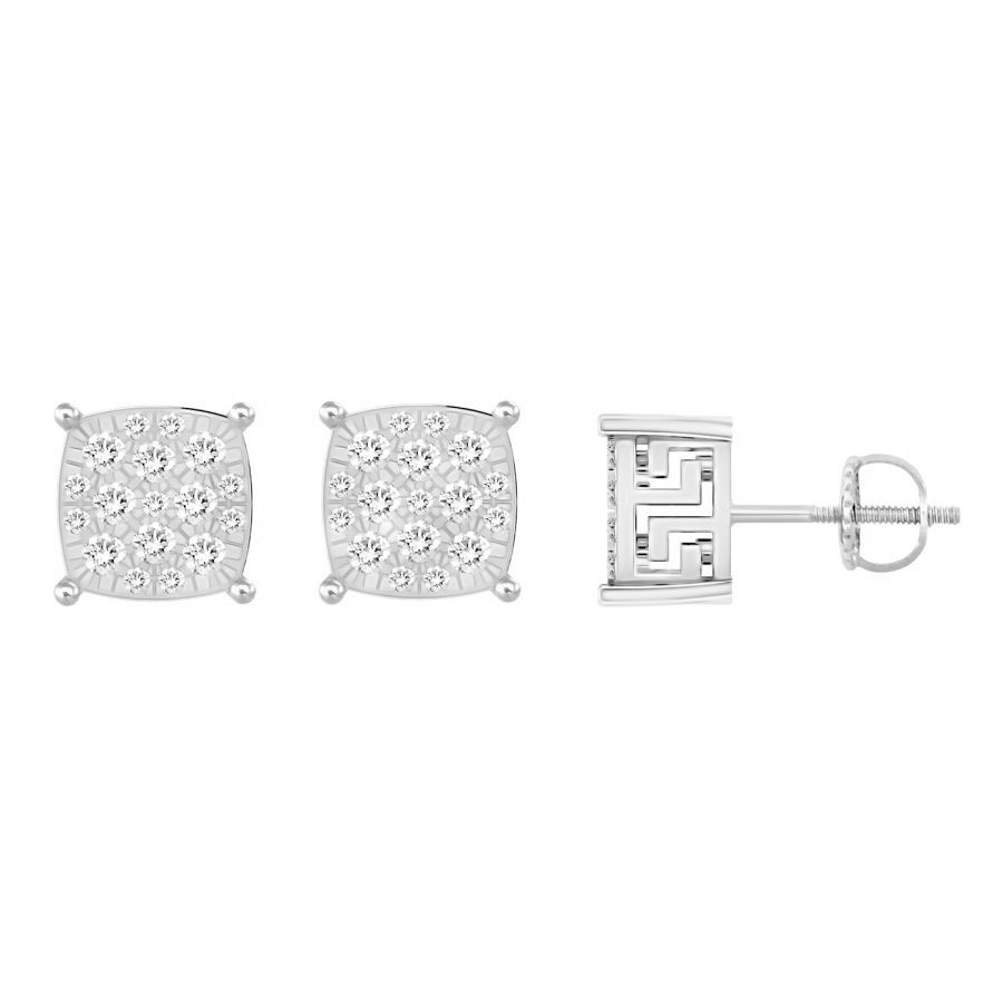 LADIES STUD EARRINGS 0.25CT ROUND DIAMOND 10K WHITE GOLD - Image 1