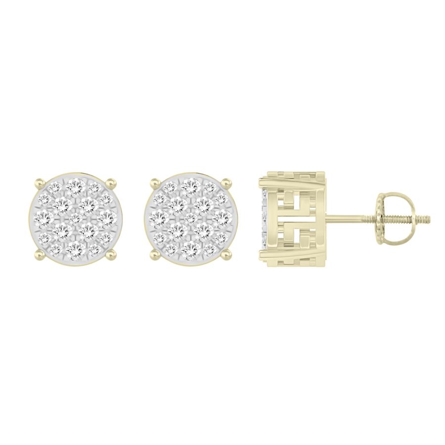 LADIES STUD EARRINGS 0.25CT ROUND DIAMOND 10K YELLOW GOLD - Image 1