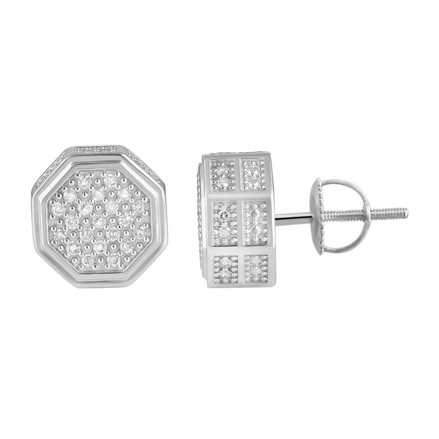 LADIES STUD EARRINGS 0.33CT ROUND DIAMOND 10K WHITE GOLD - Image 1