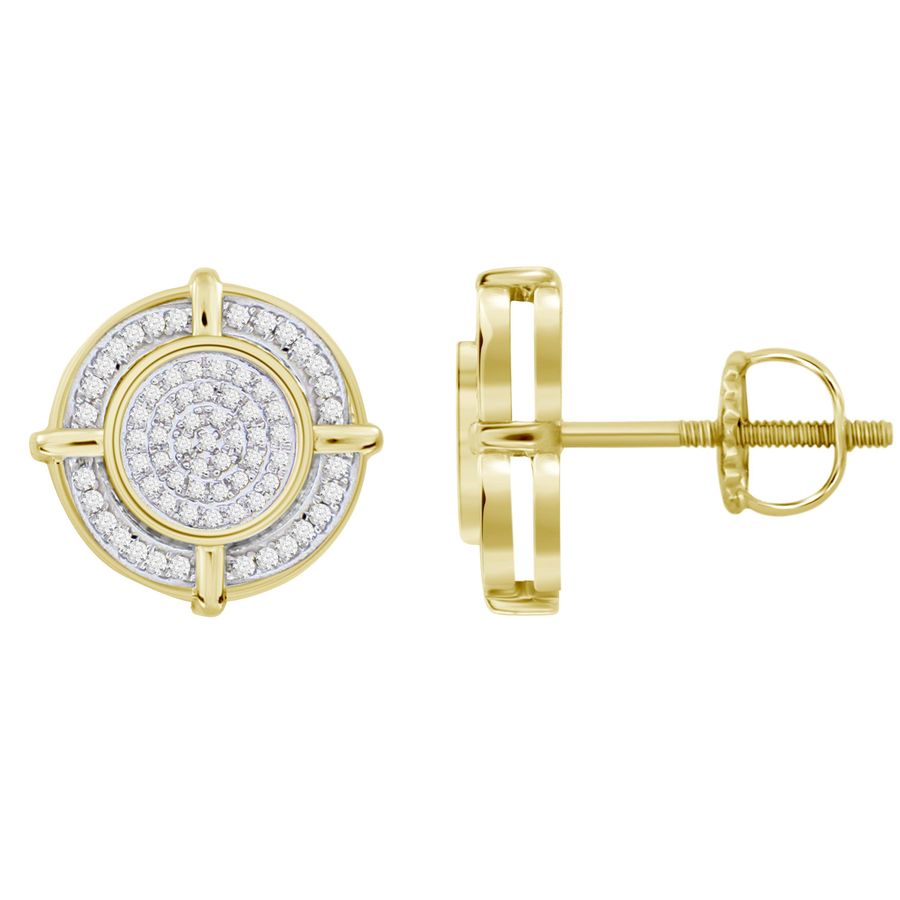 LADIES STUD EARRINGS 0.33CT ROUND DIAMOND 10K YELLOW GOLD - Image 1