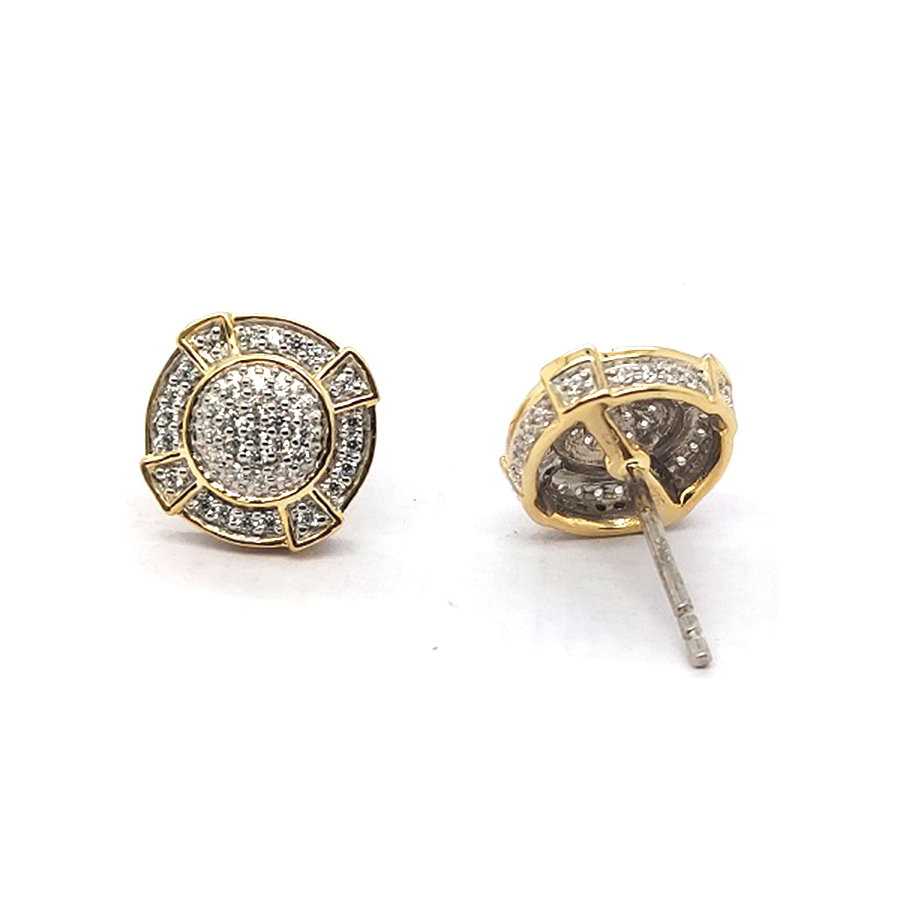 LADIES EARRINGS 0.50CT ROUND DIAMOND 10K YELLOW GOLD - Image 1