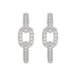 Elegant 10K White Gold Fashion Hoop Earrings Featuring 0.15Ct Round Diamonds With Brilliant Sparkle And Timeless Design.