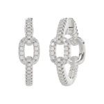 Elegant 10K White Gold Fashion Hoop Earrings Featuring 0.15Ct Round Diamonds With Brilliant Sparkle And Timeless Design. - Image 3