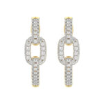 Elegant 10K Yellow Gold Fashion Hoop Earrings Featuring 0.15Ct Round Diamonds With Brilliant Sparkle And Timeless Design.