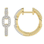 Elegant 10K Yellow Gold Fashion Hoop Earrings Featuring 0.15Ct Round Diamonds With Brilliant Sparkle And Timeless Design. - Image 2