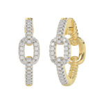 Elegant 10K Yellow Gold Fashion Hoop Earrings Featuring 0.15Ct Round Diamonds With Brilliant Sparkle And Timeless Design. - Image 3