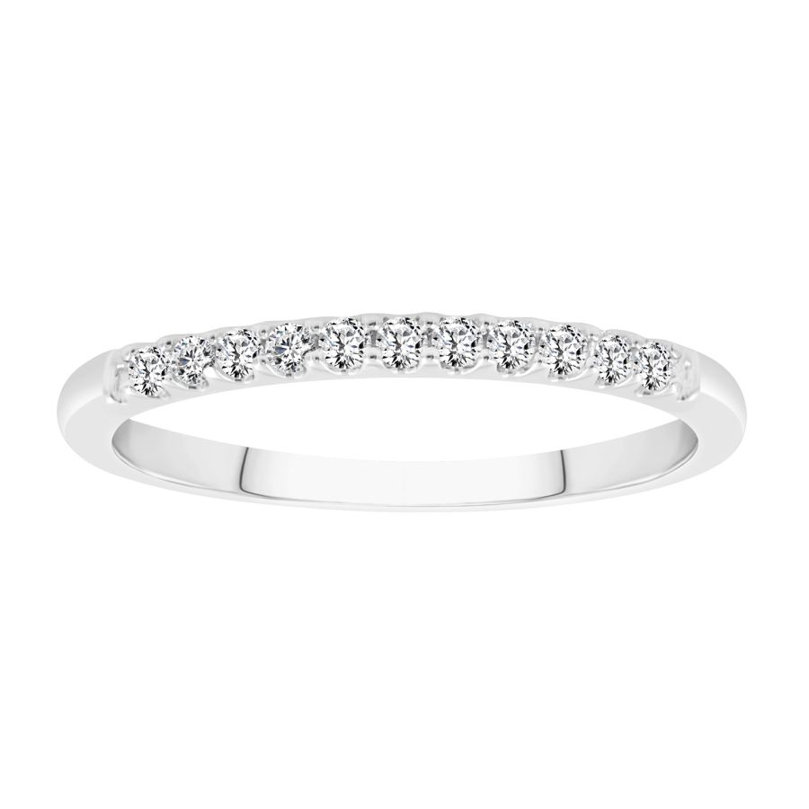LADIES BAND 0.15CT ROUND DIAMOND 14K WHITE GOLD - Image 1