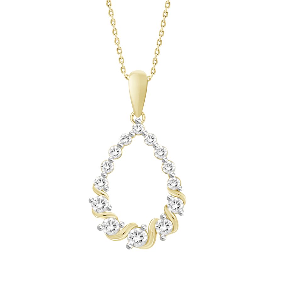 LADIES PENDANT WITH CHAIN 0.50CT ROUND DIAMOND 10K YELLOW GOLD - Image 1