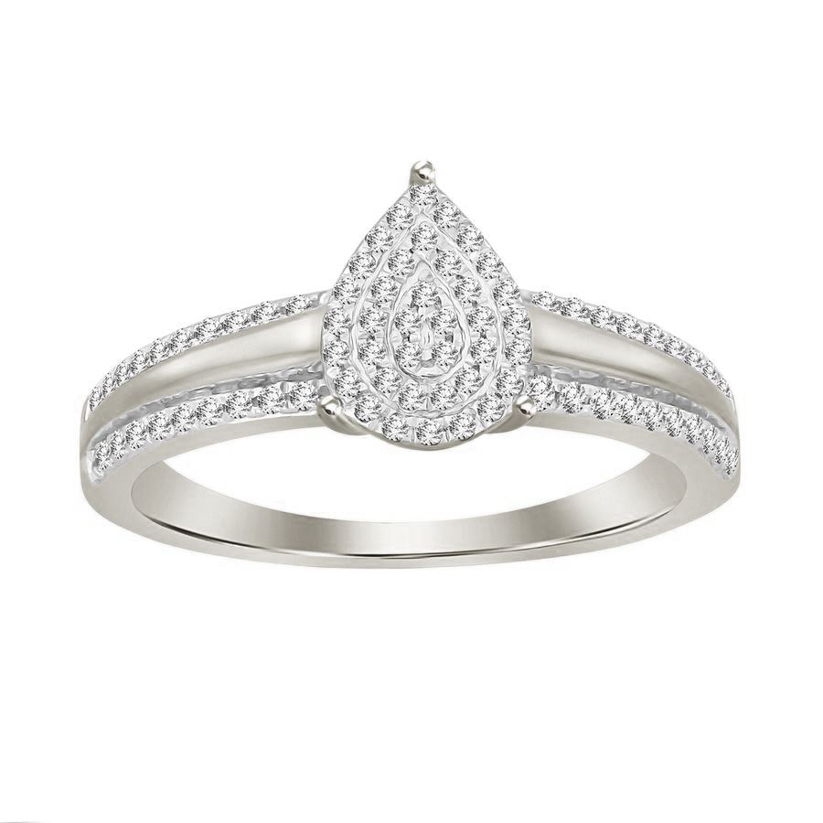 LADIES RING 0.20CT ROUND DIAMOND 10K WHITE GOLD - Image 1