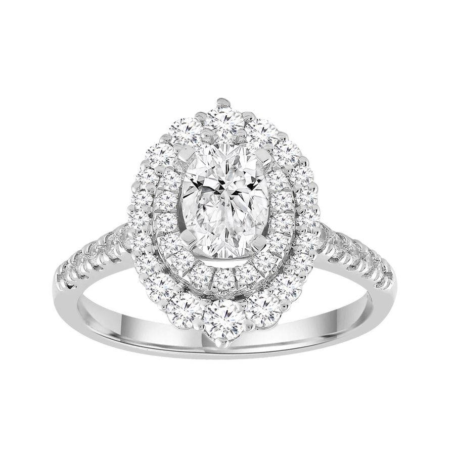 LADIES RING SEMI MOUNT 0.75CT ROUND DIAMOND 14K WHITE GOLD (CENTER STONE 1.00CT OVAL DIAMOND) - Image 1