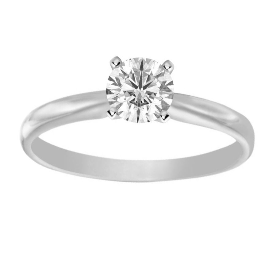 LADIES SOL RING 0.10CT ROUND DIAMOND 14K WHITE GOLD - Image 1