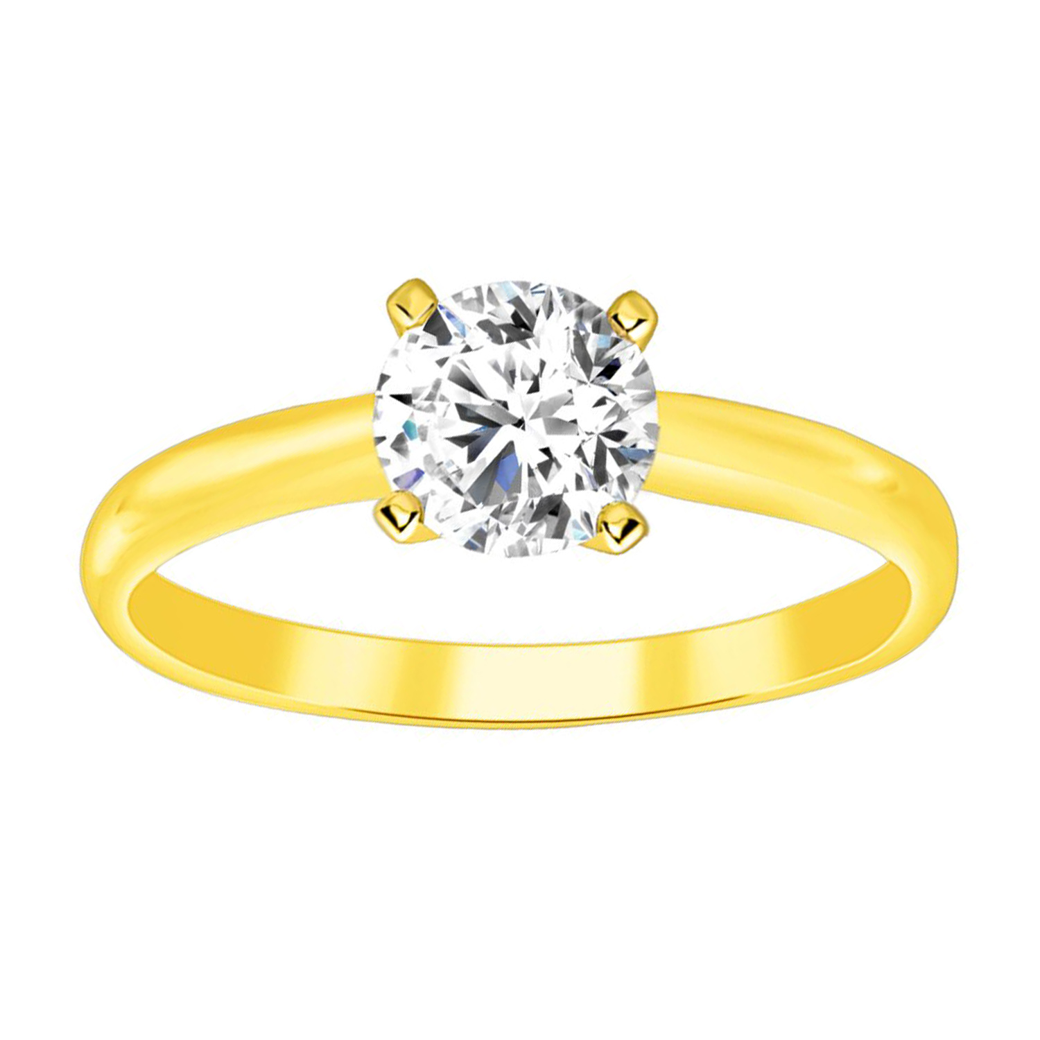 LADIES SOLITAIRE RING 0.25CT ROUND DIAMOND 14K YELLOW GOLD - Image 1