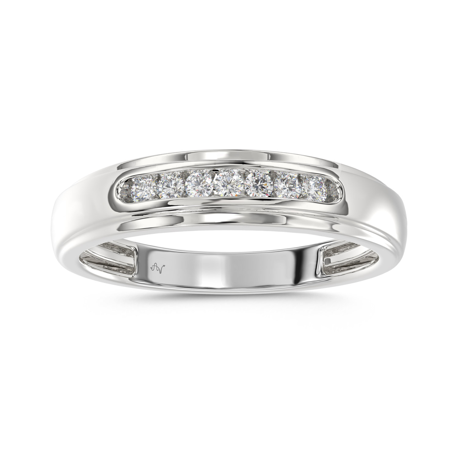 MEN'S BAND 0.25CT ROUND DIAMOND 10K WHITE GOLD - Image 1