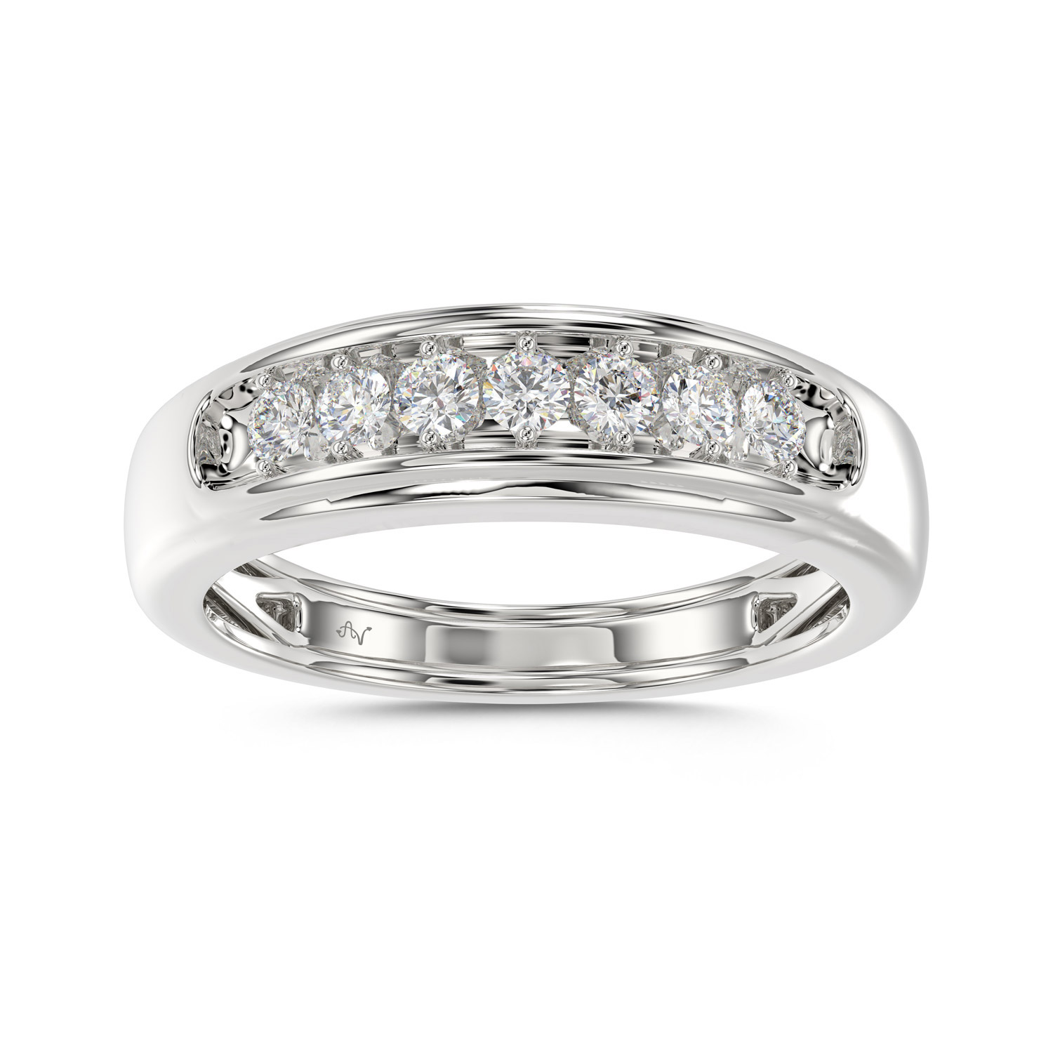 MEN'S BAND 0.50CT ROUND DIAMOND 10K WHITE GOLD - Image 1