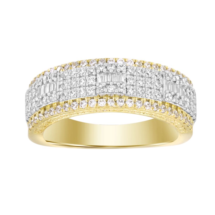 MEN'S BAND 1.00CT ROUND/BAGUETTE DIAMOND 10K YELLOW GOLD - Image 1