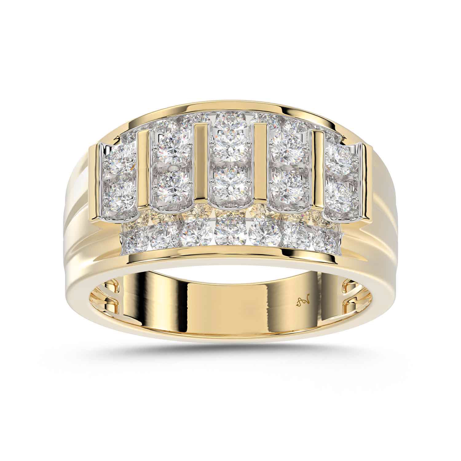 MEN'S BAND 1.50CT ROUND DIAMOND 10K YELLOW GOLD - Image 1