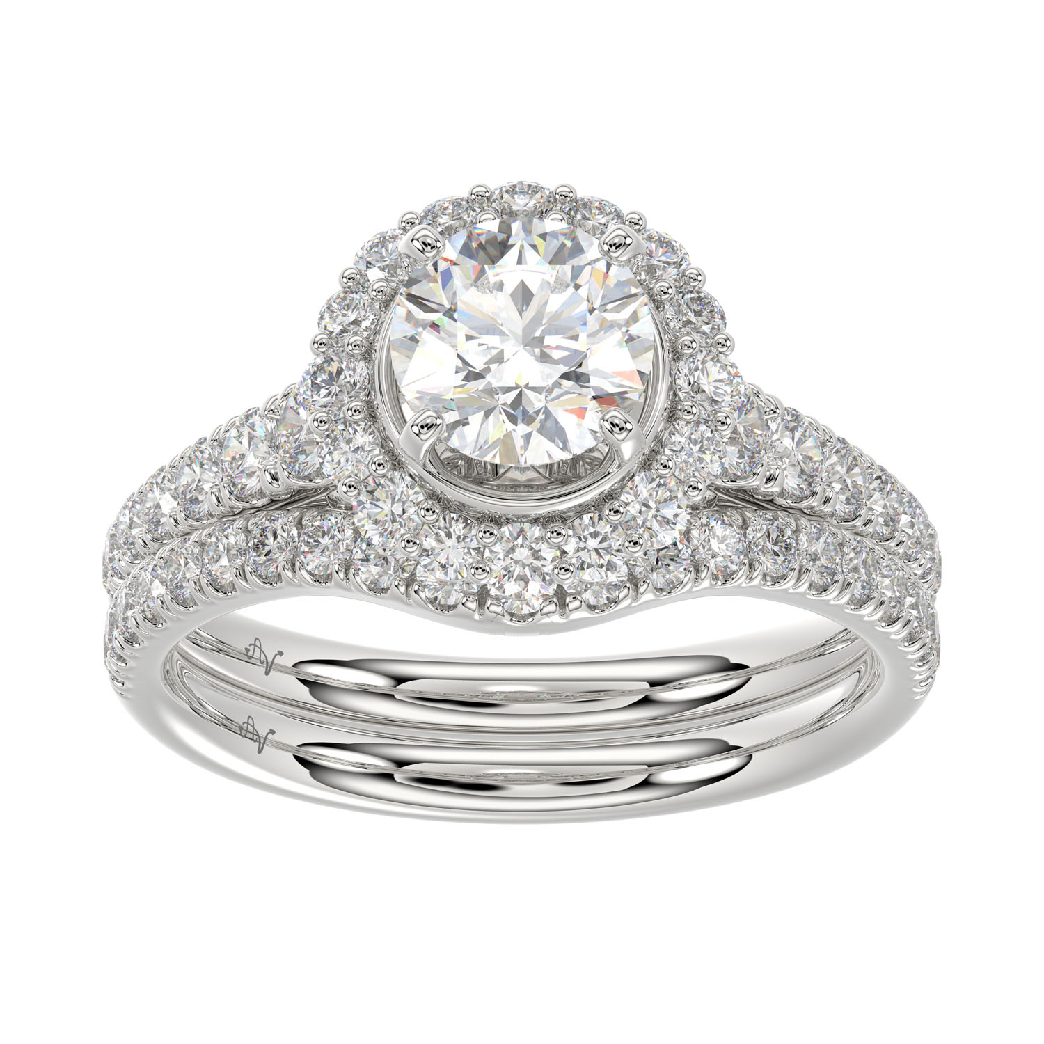 LADIES SEMI MOUNT BRIDAL SET 1.00CT ROUND DIAMOND 14K WHITE GOLD (SI QUALITY) (CENTER STONE 1.00CT ROUND DIAMOND) - Image 1