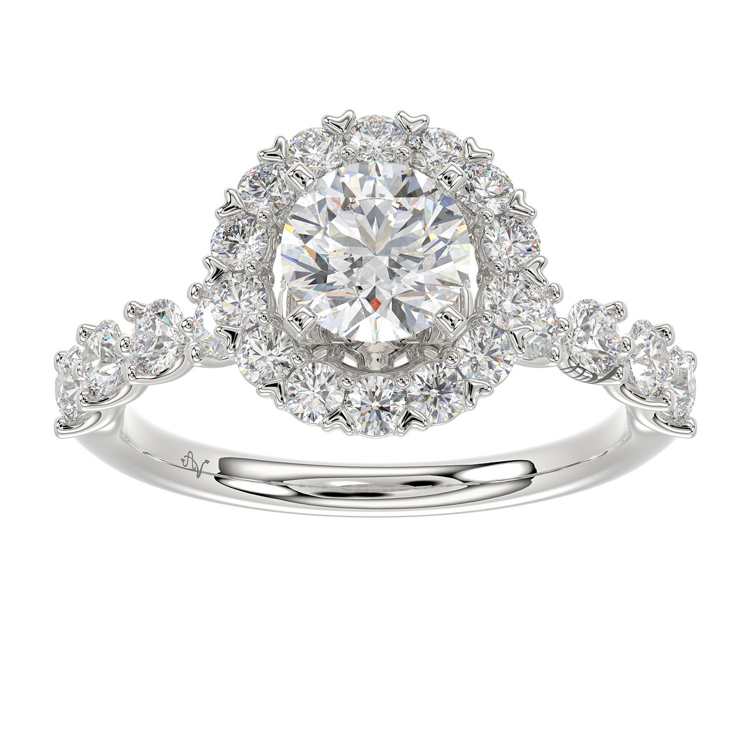 LADIES SEMI MOUNT RING 1.00CT ROUND DIAMOND 14K WHITE GOLD (SI QUALITY) (CENTER STONE 1.00CT ROUND DIAMOND) - Image 1