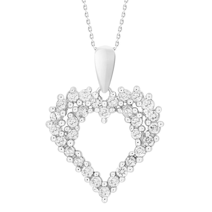 LADIES PENDANT WITH CHAIN 0.25CT ROUND DIAMOND 14K WHITE GOLD - Image 1