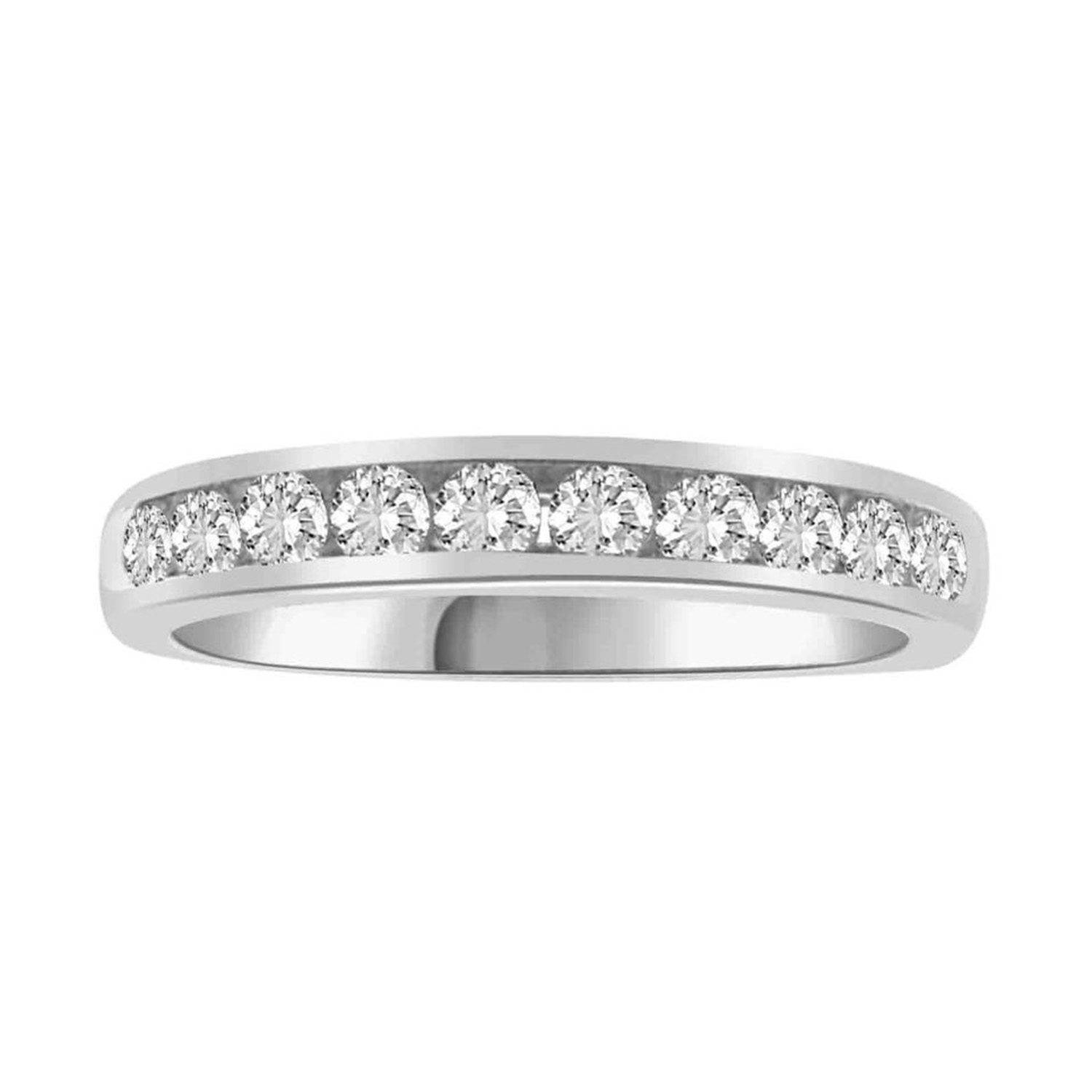 LADIES BAND 0.50CT ROUND DIAMOND 14K WHITE GOLD - Image 1