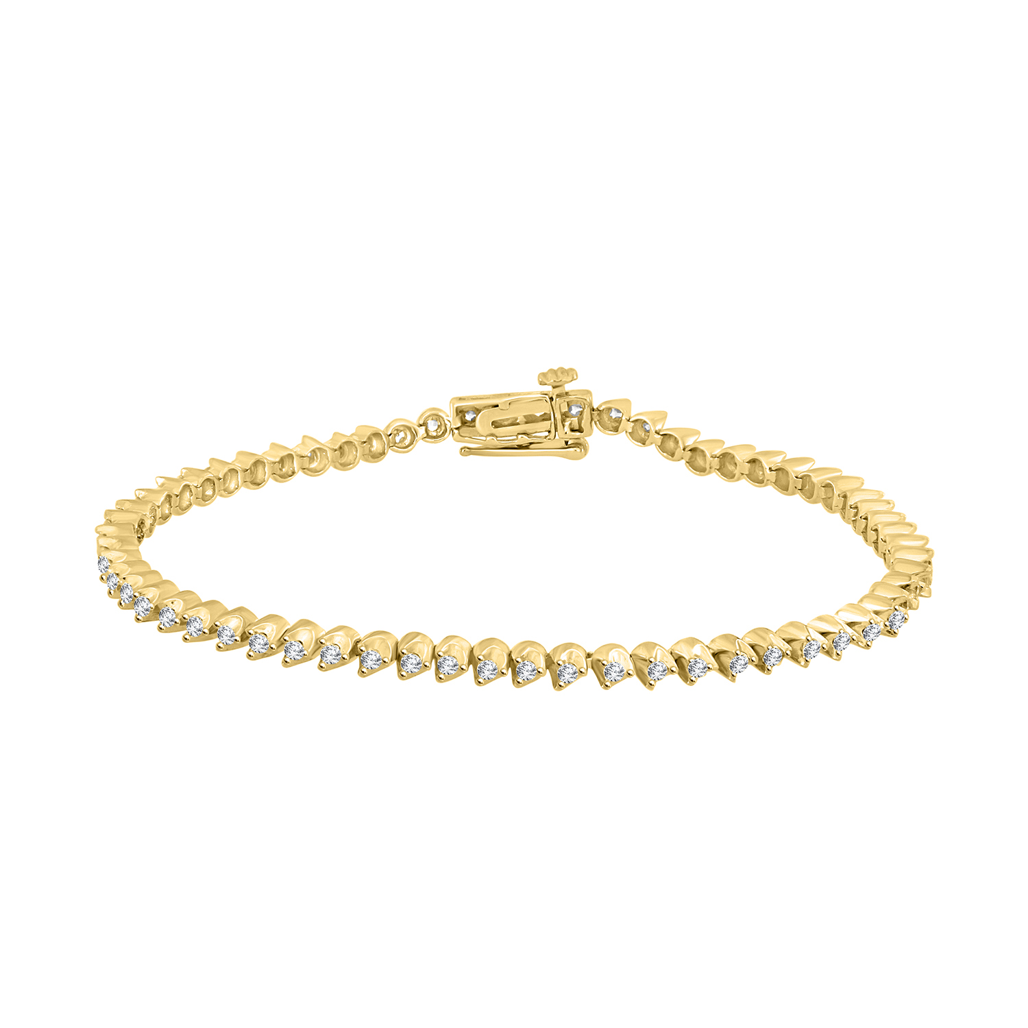 LADIES BRACELET 1.00CT ROUND DIAMOND 14K YELLOW GOLD (SI QUALITY) - Image 1