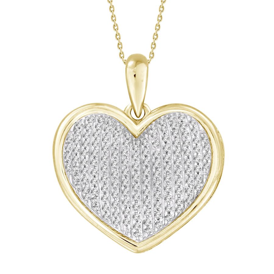 LADIES PENDANT WITH CHAIN 0.50CT ROUND DIAMOND 10K YELLOW GOLD - Image 1