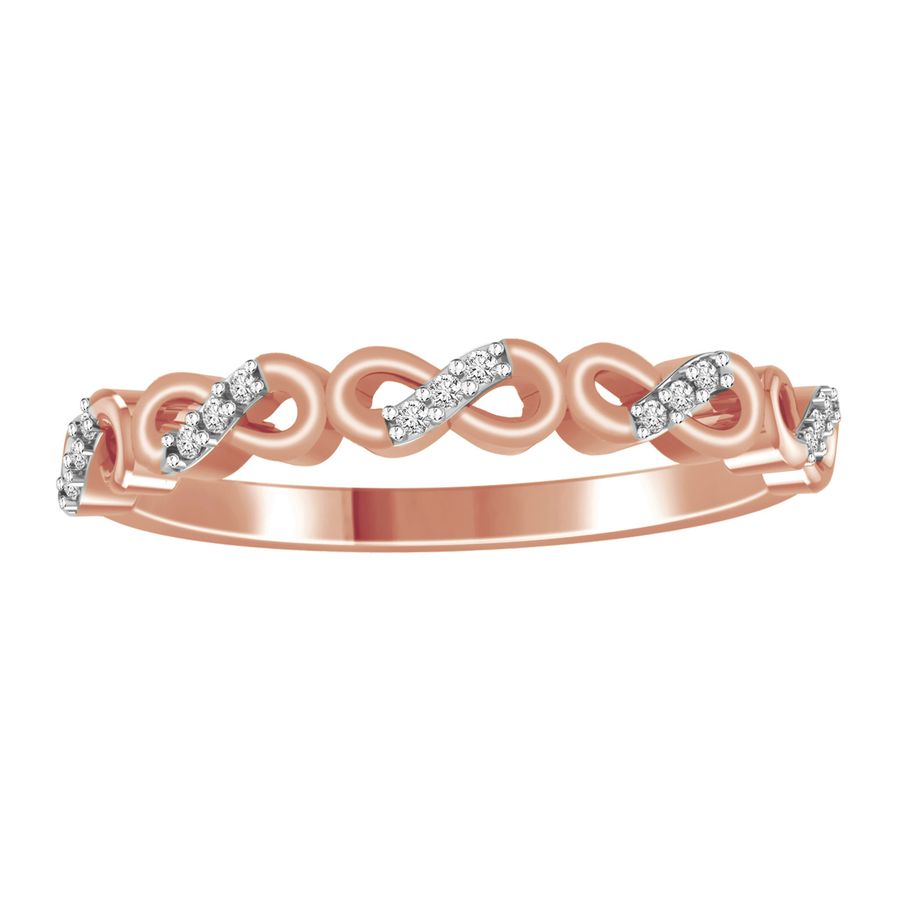 LADIES STACKBLE BAND 1/20 CT ROUND DIAMOND 14K ROSE GOLD - Image 1