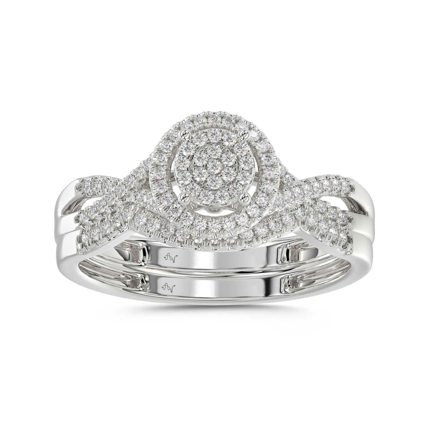 LADIES BRIDAL SET 0.25CT ROUND DIAMOND 10K WHITE GOLD - Image 1