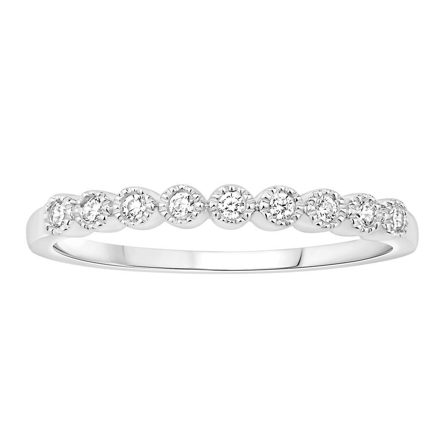 LADIES STACKABLE BAND 0.11CT ROUND DIAMOND 10K WHITE GOLD - Image 1
