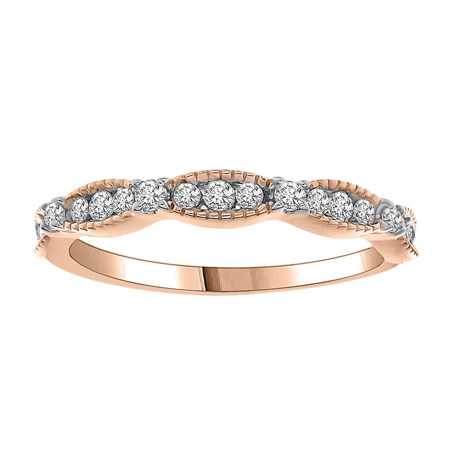 LADIES STACKABLE BAND 0.25CT ROUND DIAMOND 10K ROSE GOLD - Image 1