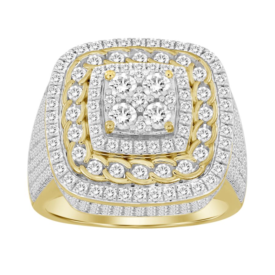 MEN'S RING 2.00CT ROUND DIAMOND 10K YELLOW GOLD - Image 1