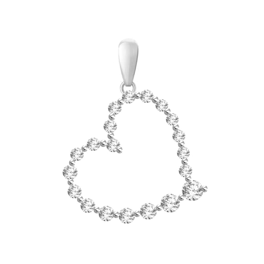 LADIES PENDANT WITH CHAIN 0.50CT ROUND DIAMOND 14K WHITE GOLD (SI QUALITY) - Image 1