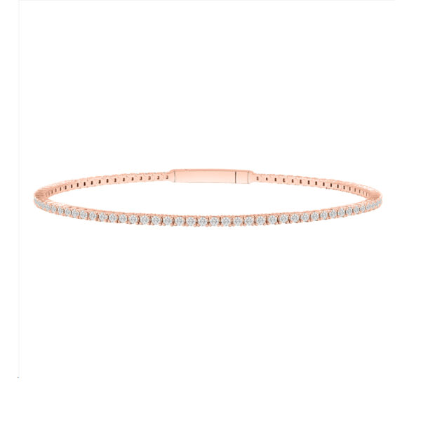 LADIES FLEXIBLE BANGLE 3.00CT ROUND DIAMOND 14K ROSE GOLD
