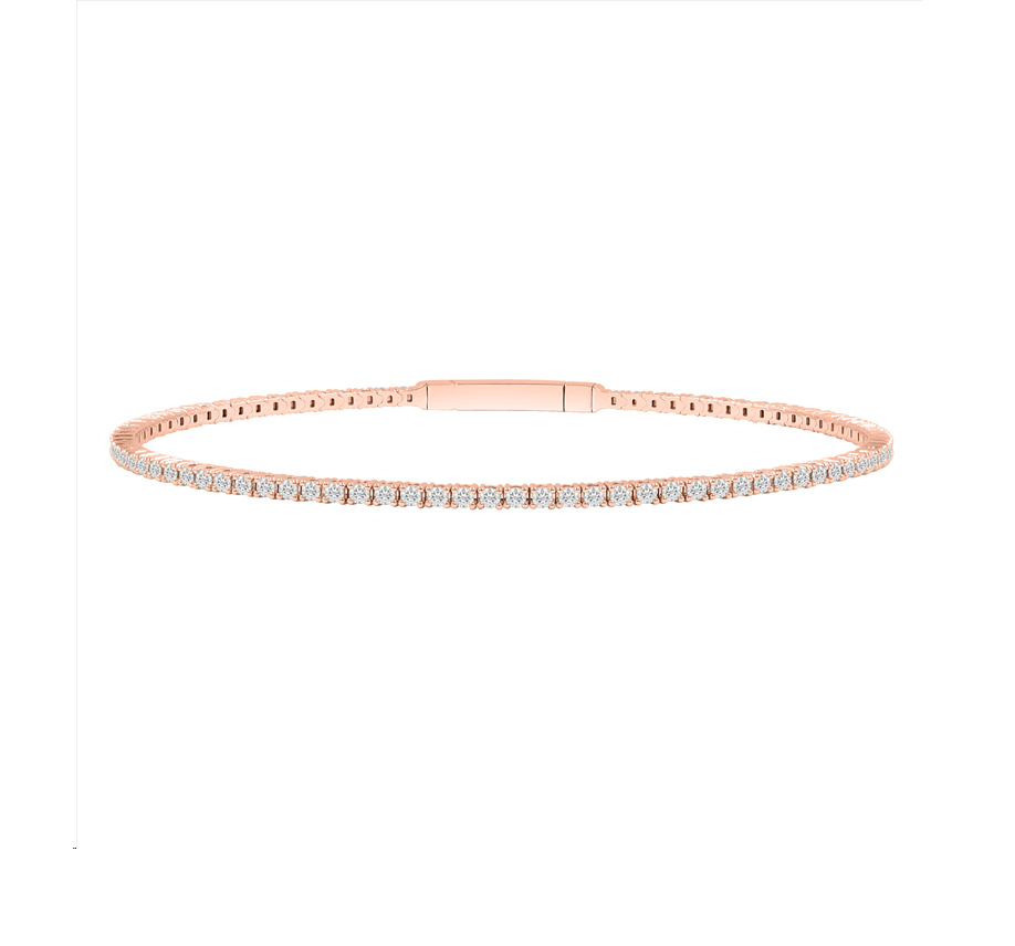 LADIES FLEXIBLE BANGLE 3.00CT ROUND DIAMOND 14K ROSE GOLD - Image 1