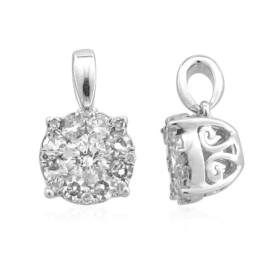 LADIES PENDANT 0.50CT ROUND DIAMOND 14K WHITE GOLD - Image 1