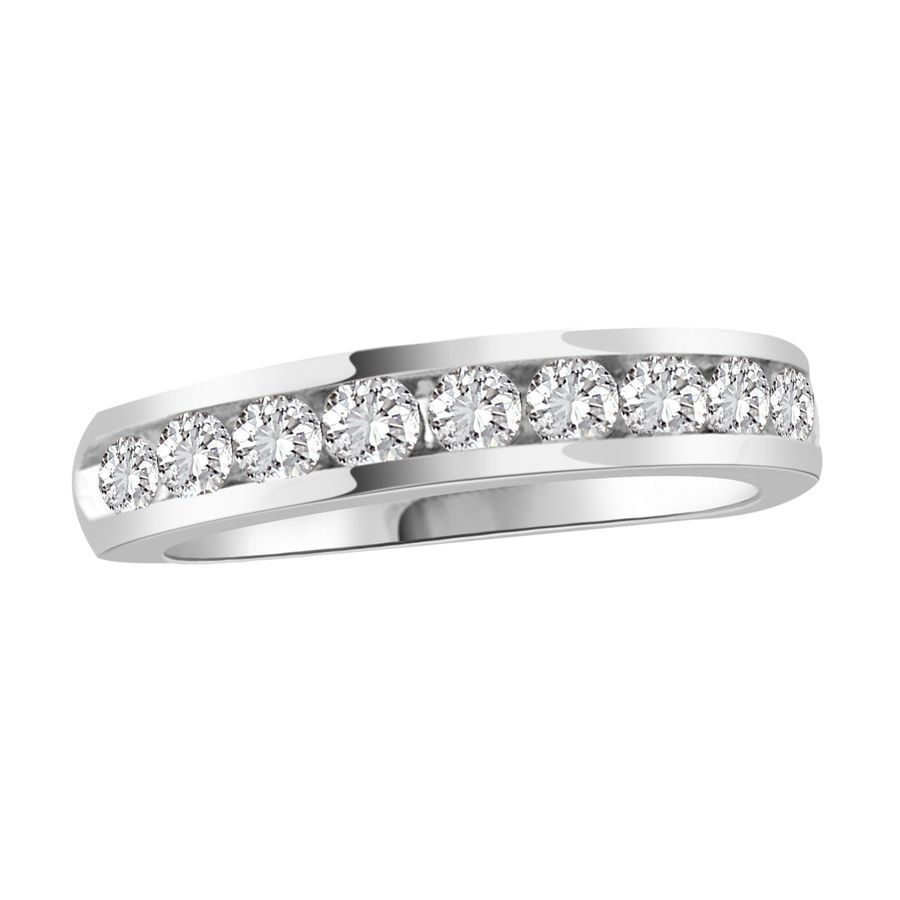 LADIES BAND 0.75CT ROUND DIAMOND 14K WHITE GOLD (SI QUALITY) - Image 1