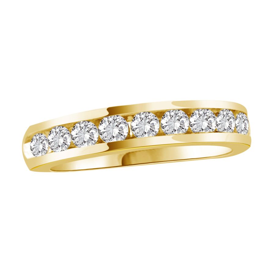 LADIES BAND 0.75CT ROUND DIAMOND 14K YELLOW GOLD - Image 1