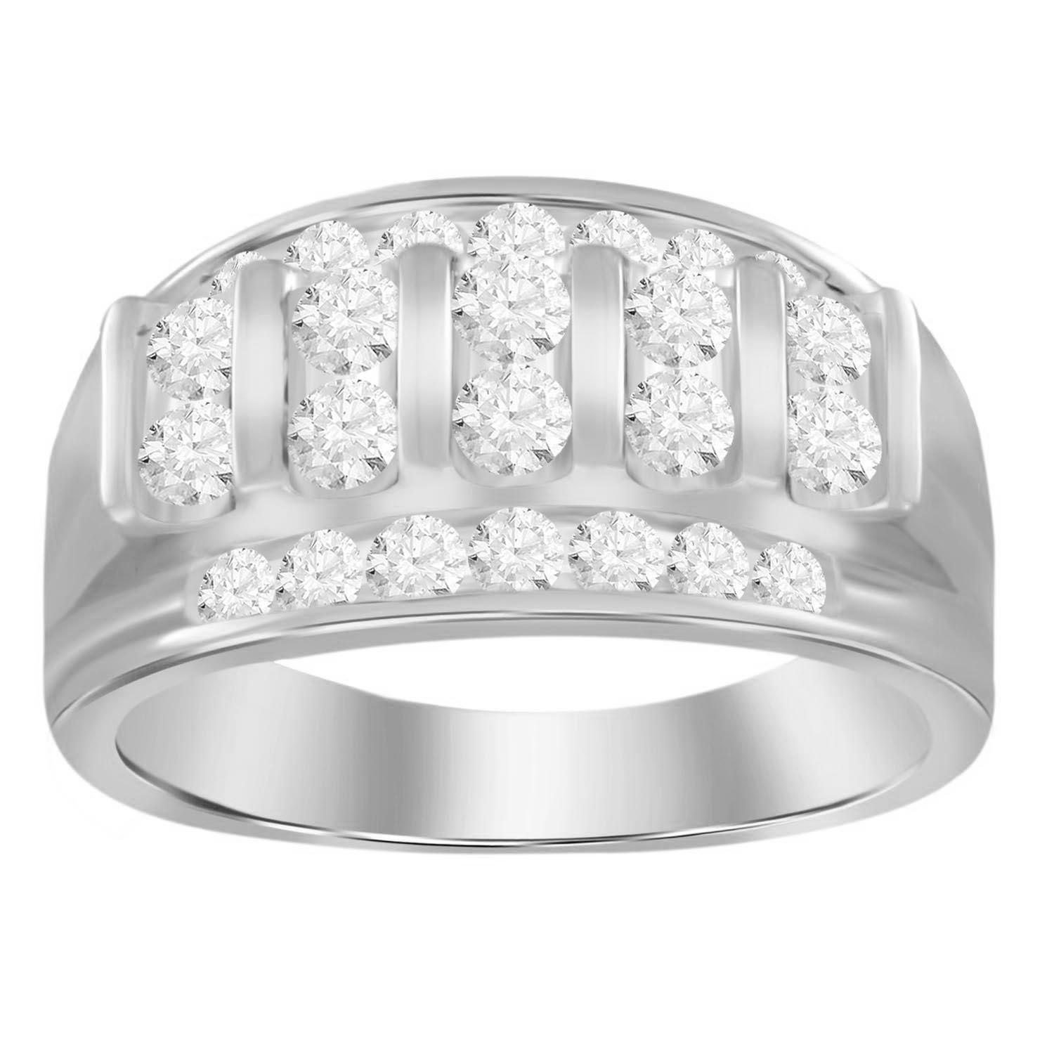 MEN'S BAND 1.50CT ROUND DIAMOND 14K WHITE GOLD - Image 1