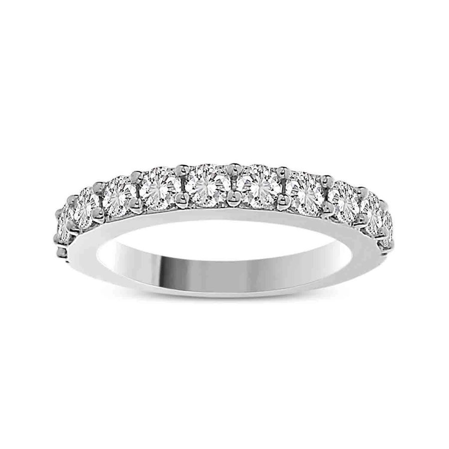 LADIES BAND 1.00CT ROUND DIAMOND 14K WHITE GOLD - Image 1