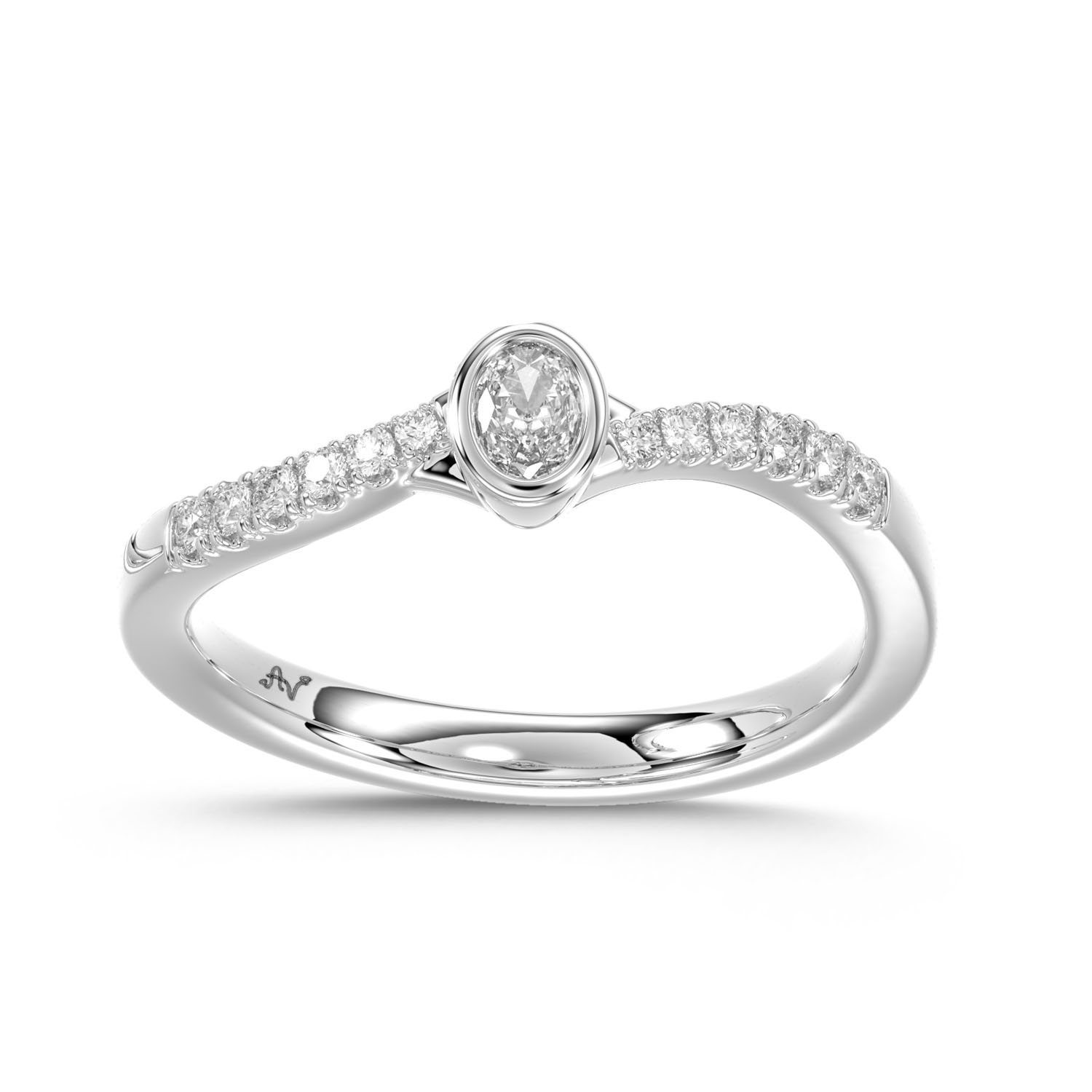 LADIES RING 0.25CT ROUND/OVAL DIAMOND 14K WHITE GOLD - Image 1