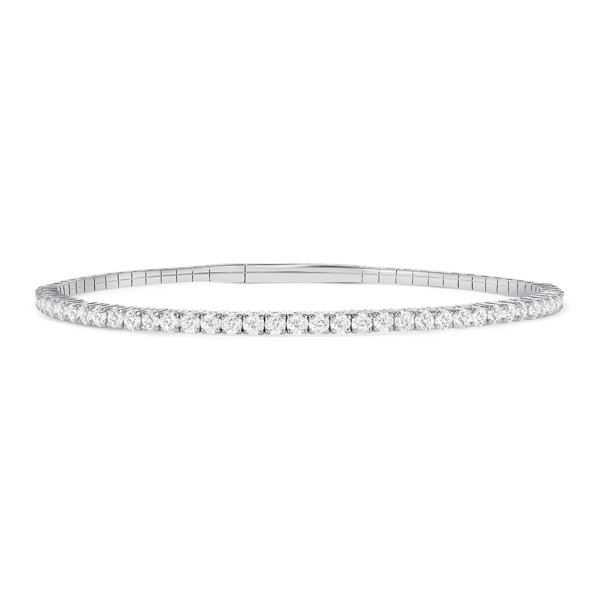 LADIES HALF FLEXIBLE BANGLE 1.00CT ROUND DIAMOND 14K WHITE GOLD - Image 1