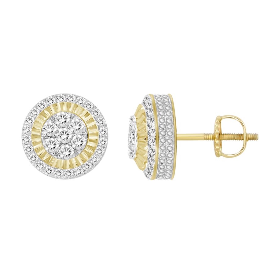 EARRINGS 0.25CT ROUND DIAMOND 10K YELLOW GOLD - Image 1