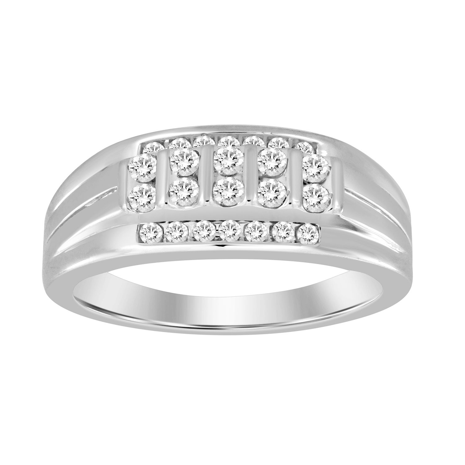 MEN'S BAND 0.50CT ROUND DIAMOND 14K WHITE GOLD - Image 1