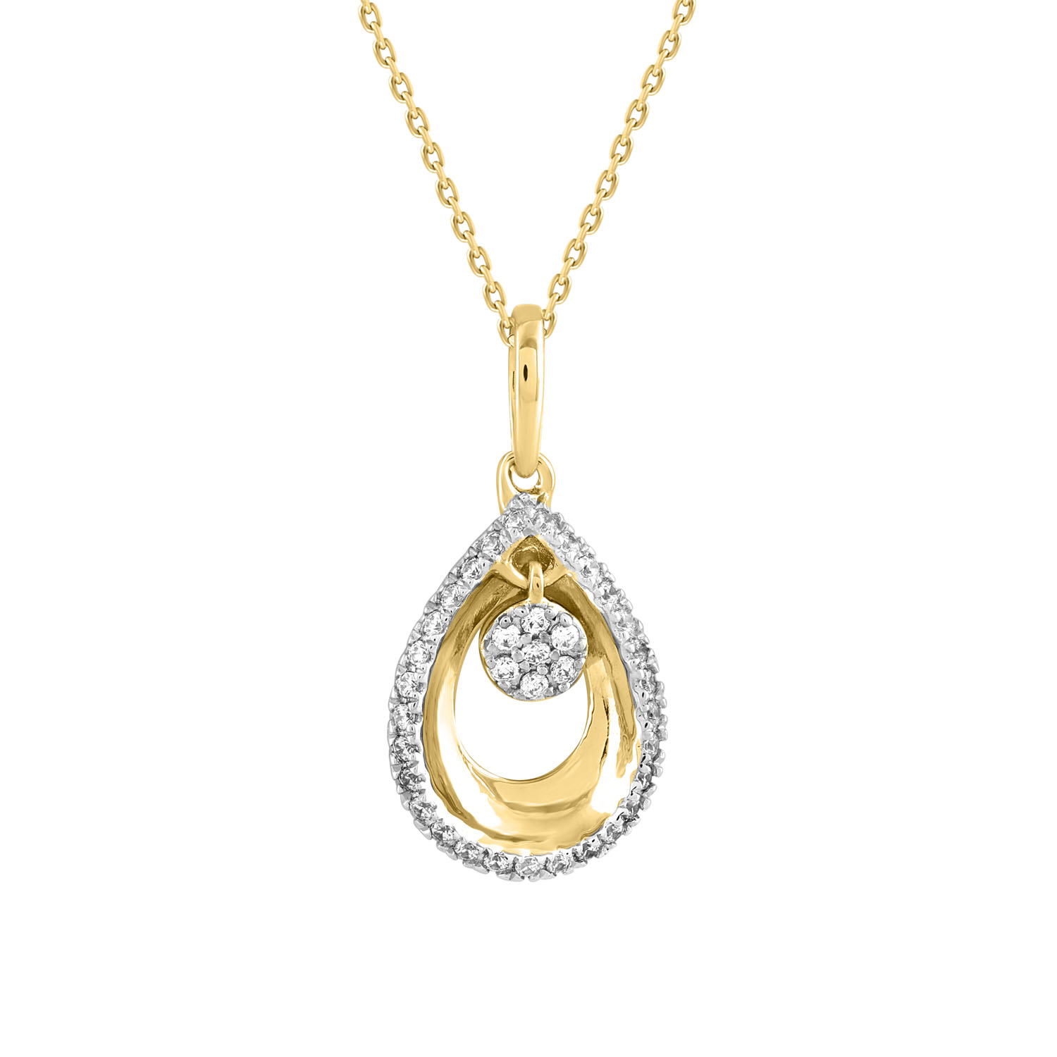 LADIES PENDANT WITH CHAIN 0.10CT ROUND DIAMOND 10K YELLOW GOLD - Image 1