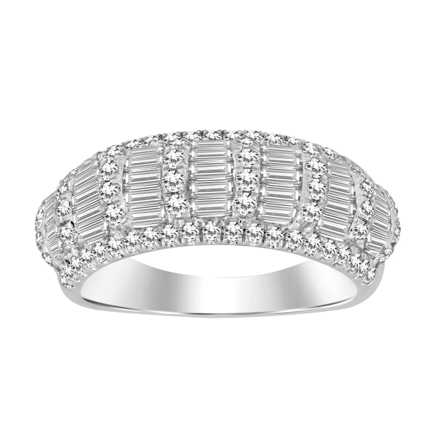 LADIES BAND 1.25CT ROUND/BAGUETTE DIAMOND 14K WHITE GOLD - Image 1