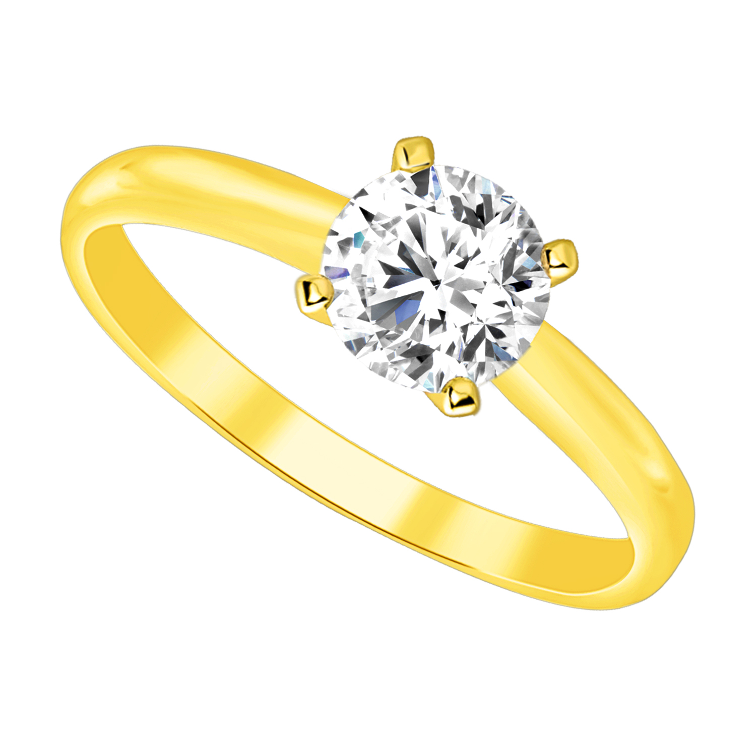 LADIES SOLITAIRE RING 1.50CT ROUND DIAMOND 14K YELLOW GOLD - Image 1