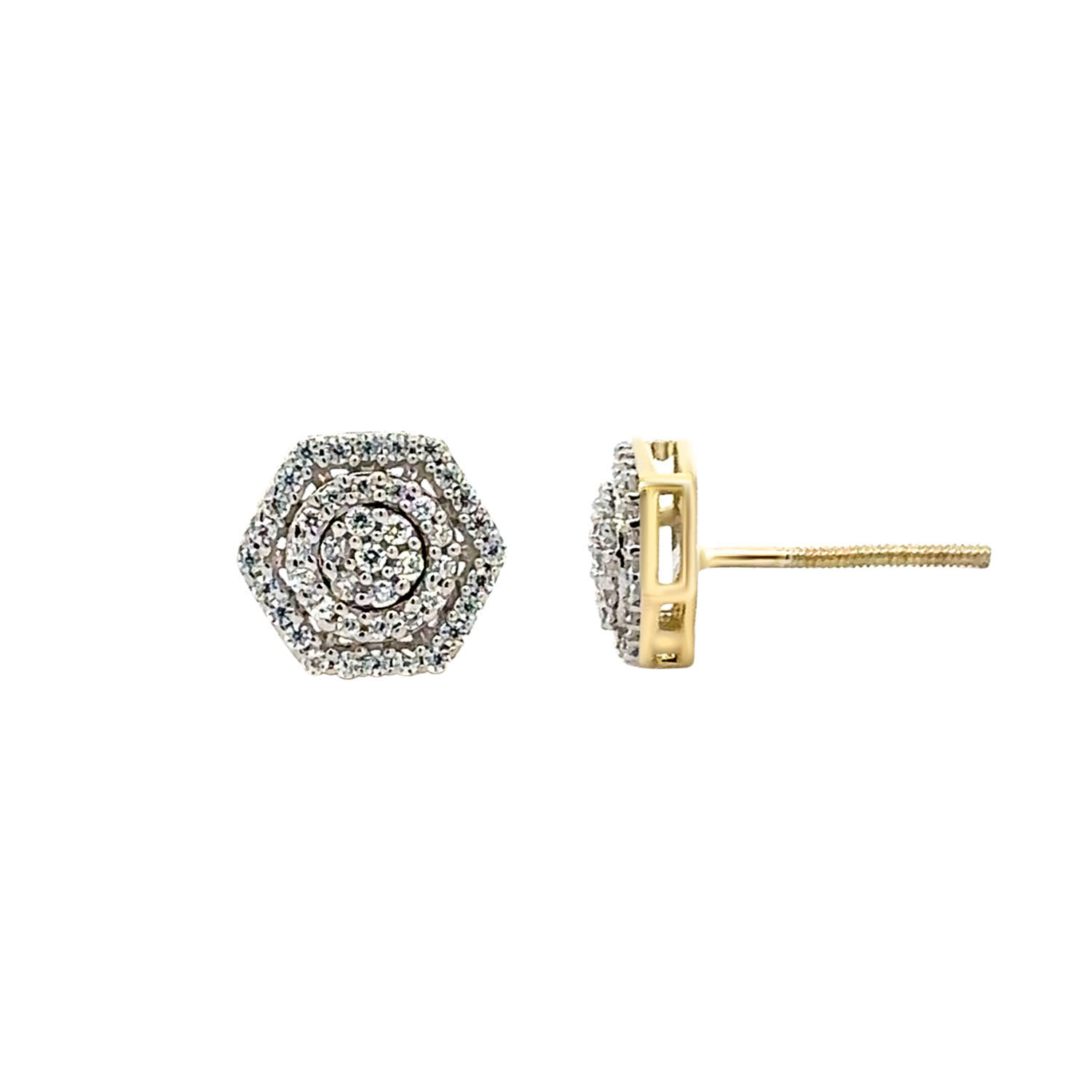 LADIES EARRINGS 0.33CT ROUND DIAMOND 10K YELLOW GOLD - Image 1